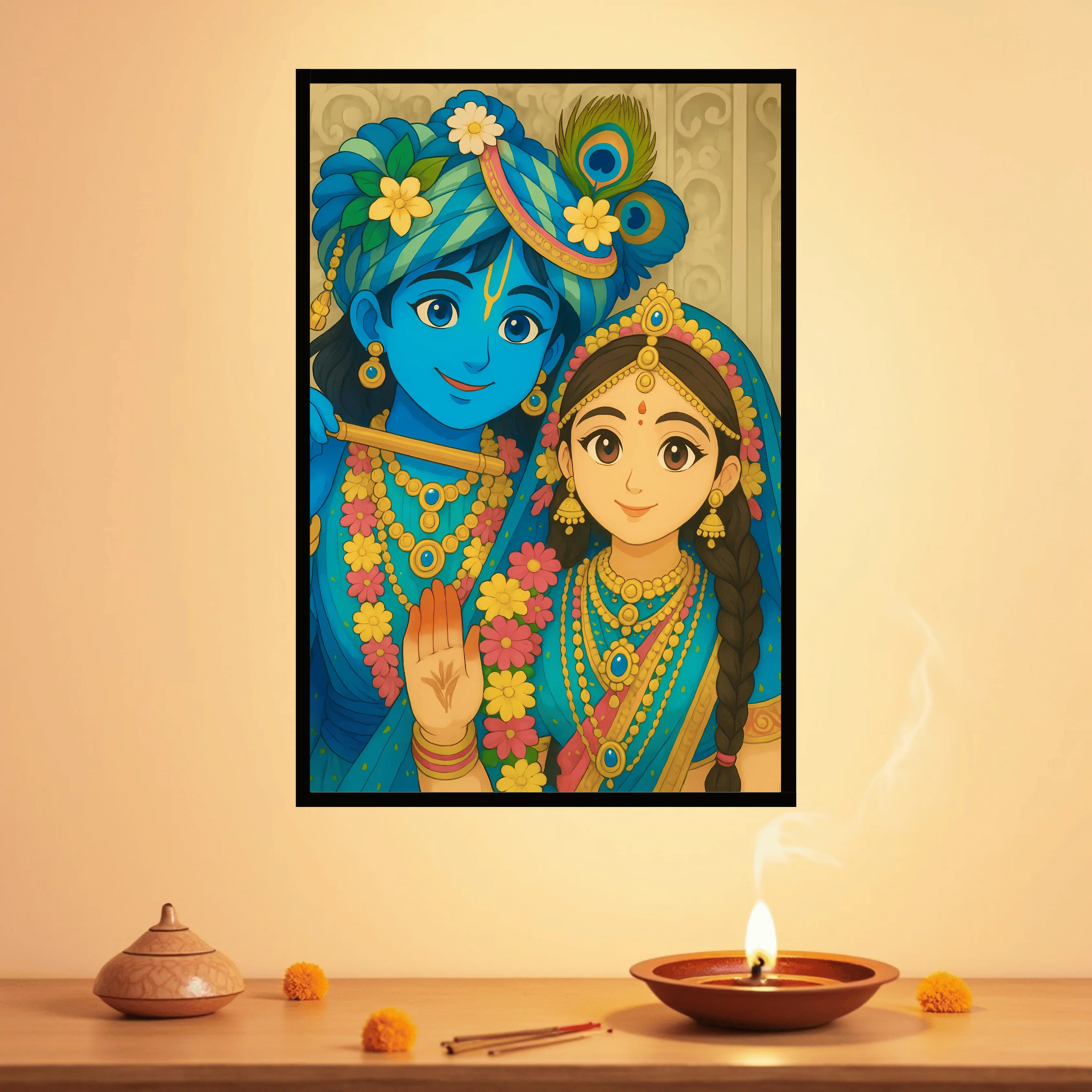 Blessings of Krishna & Radha Frame - Image 3