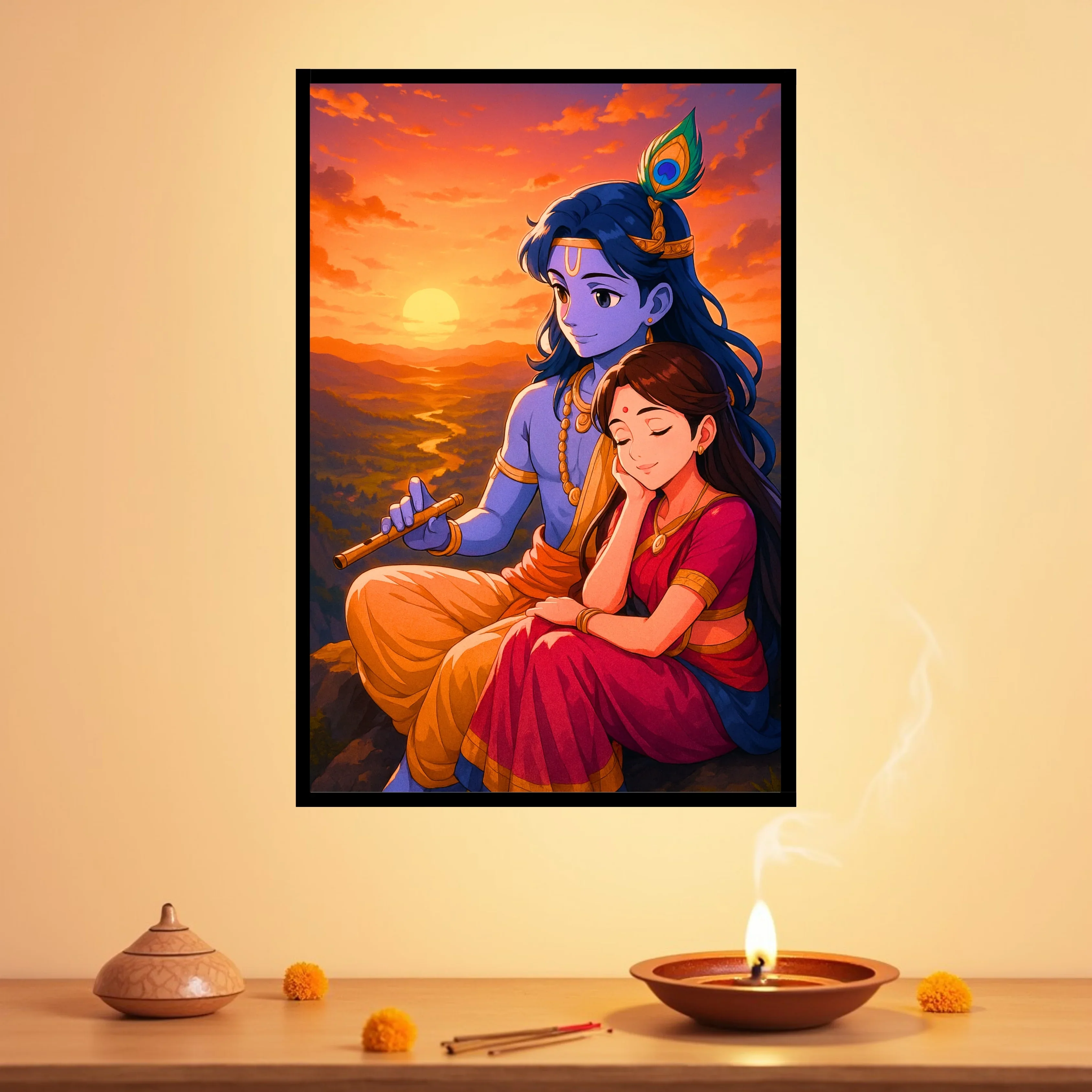 Krishna Radha Sunset Frame - Image 3